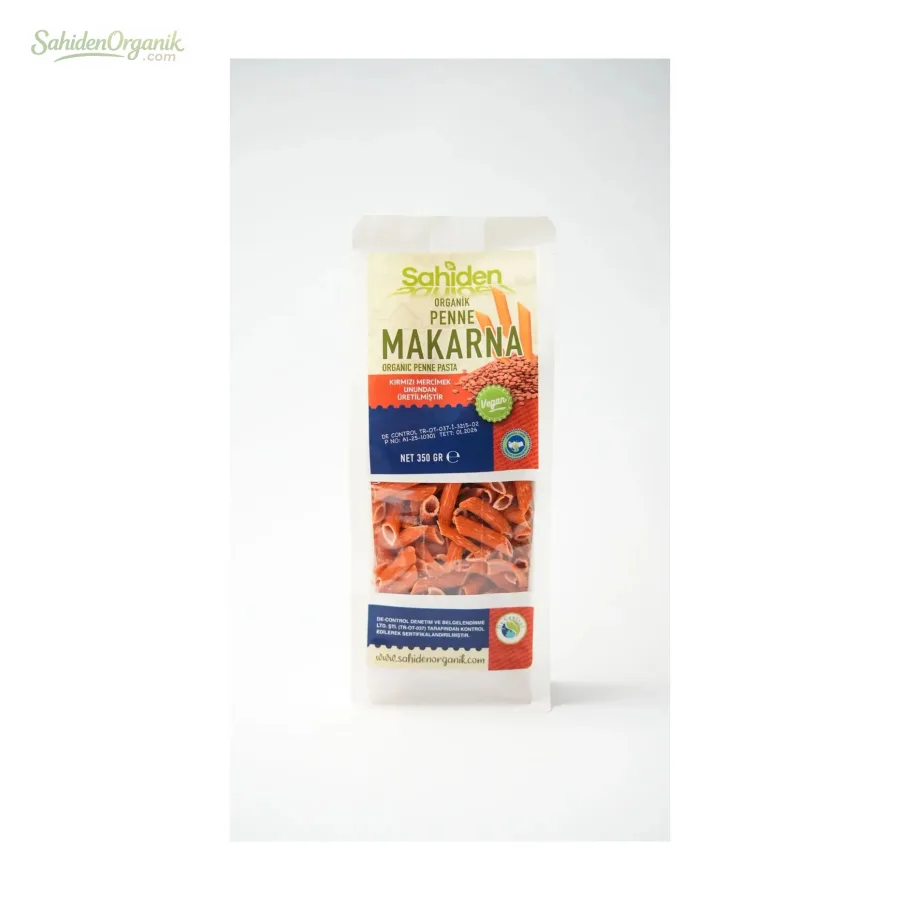 Organik Penne  Kırmızı Mercimek Tahıl Makarna