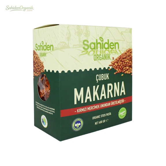 Organik Kırmızı Mercimekli Çubuk Makarna